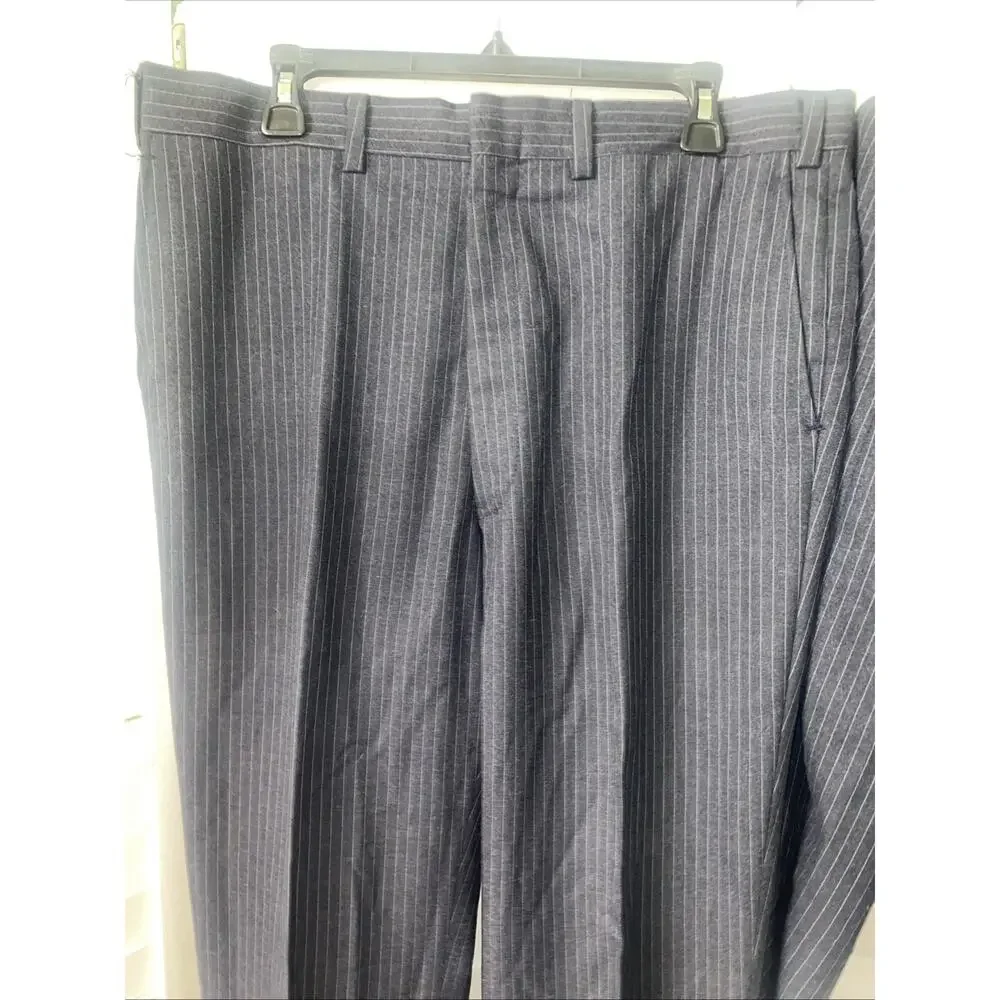 Botany 500 Vintage 50s 60s 3 Piece Pinstriped Dark Navy Wool Suit 42R 36x31